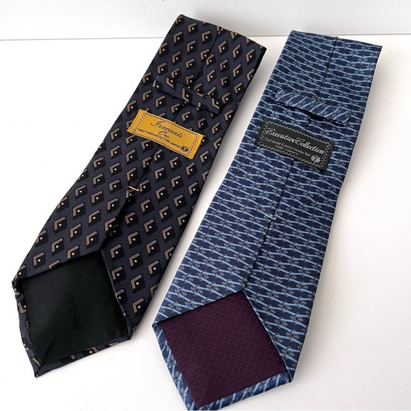 Men's 100% Silk Ties - Blue, Gray, Black - Picture 2 of 8